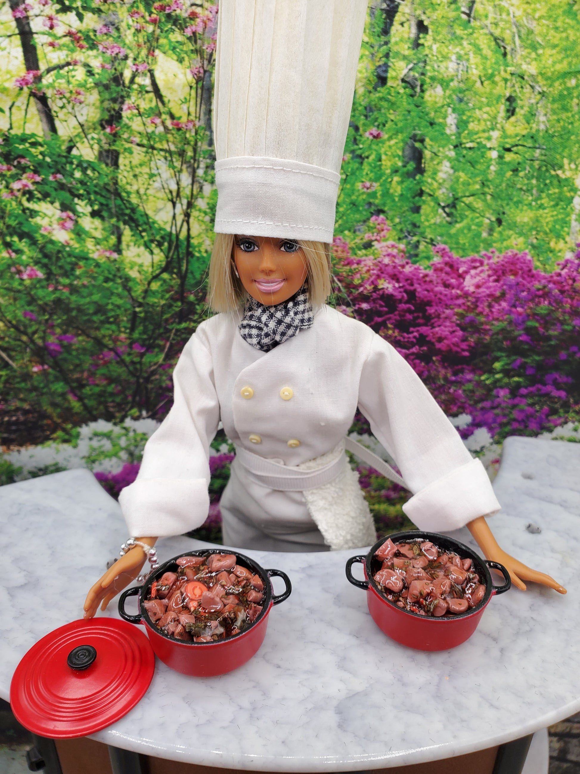 Barbie doll with mini food stew