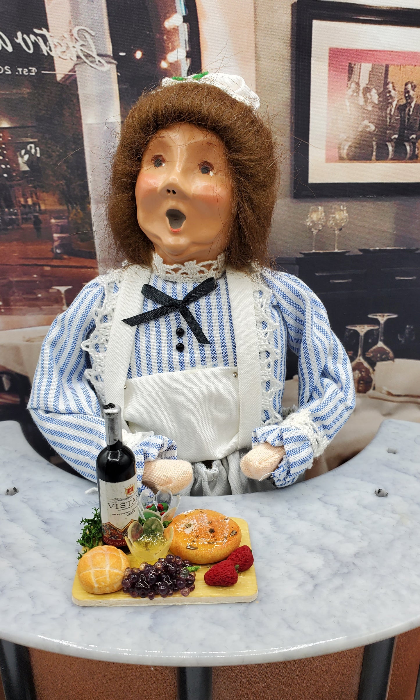 Byers choice doll with cheese board