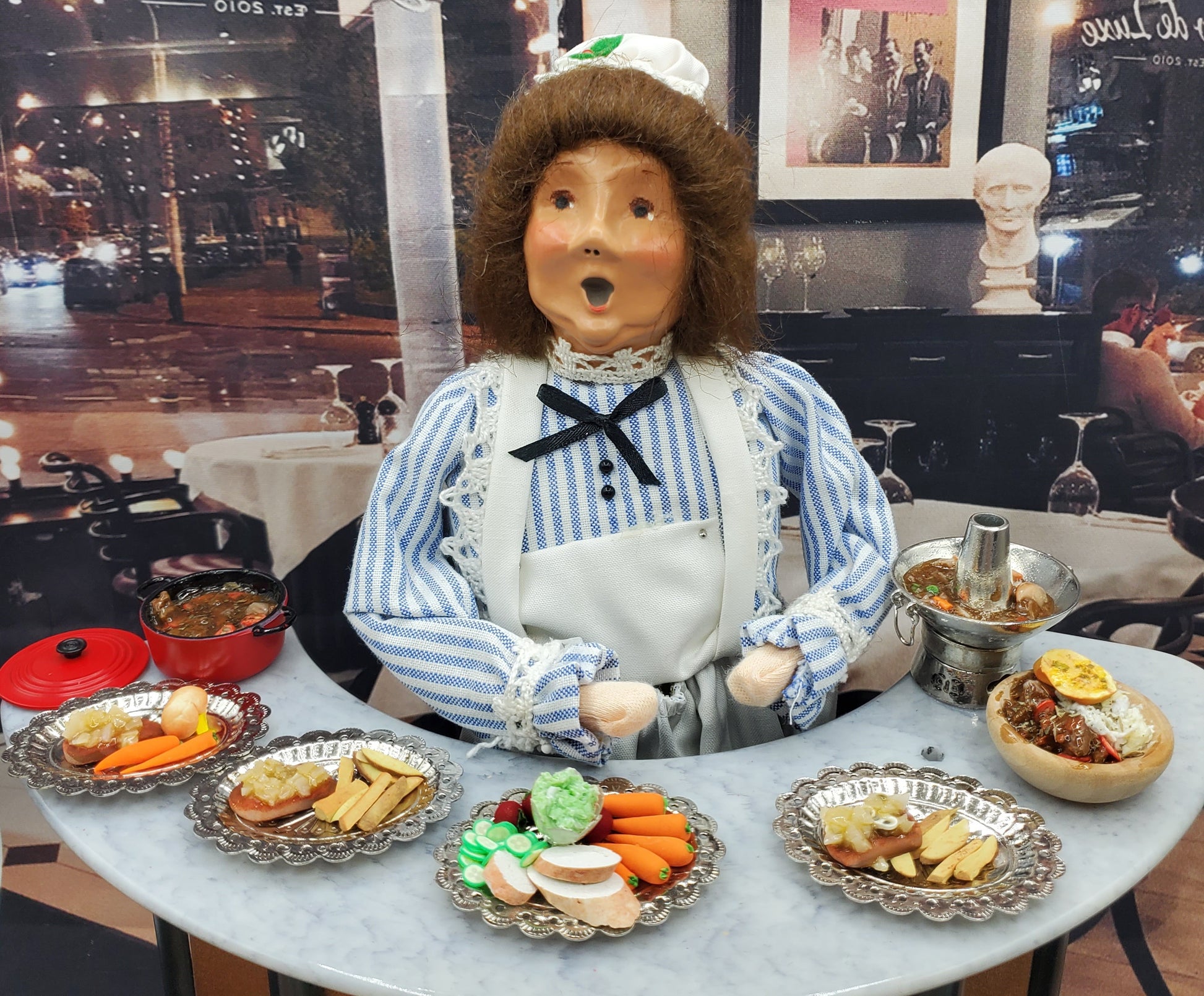 Byers choice doll with food 