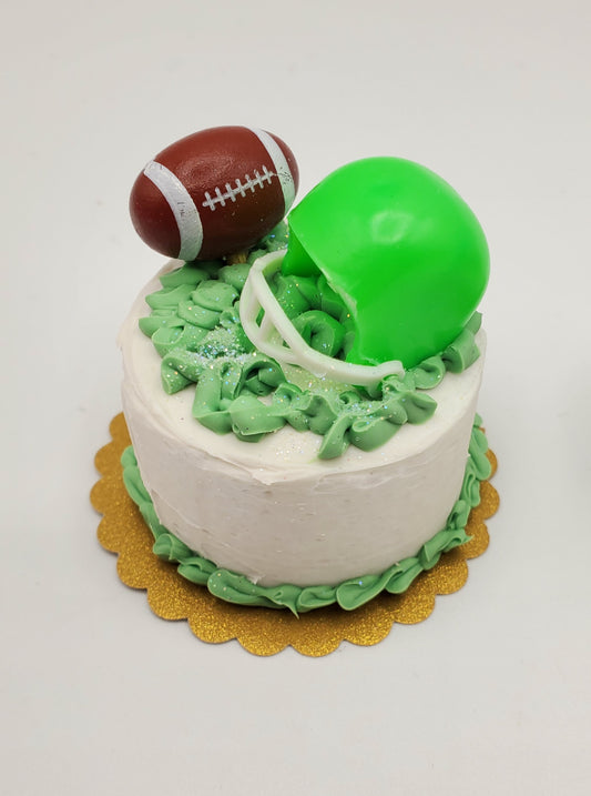 Green football helmet cake