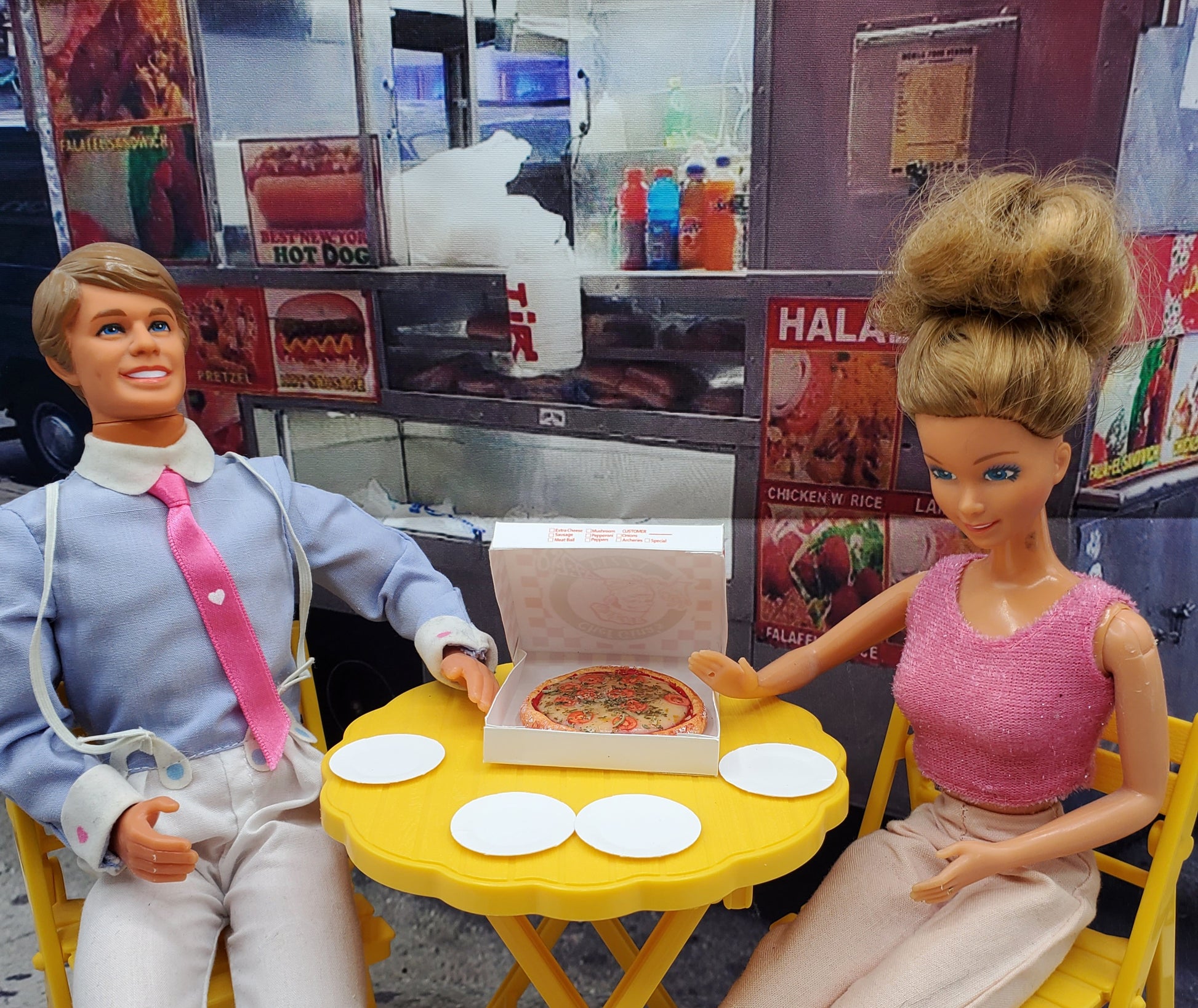 Barbie and Ken with Pizza