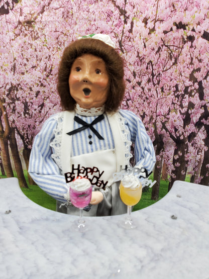 Byers Choice Doll with drinks 